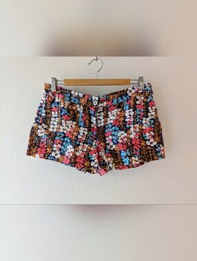 Tory Burch Floral Linen Shorts Size 6 Resort Preppy Coastal